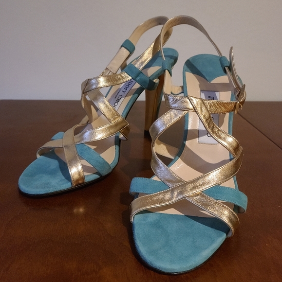 Jimmy Choo Blue and Gold Sandal sz39 - Picture 2 of 3